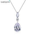 LUOTEEMI Waterdrop Classic Beautiful Pendant Necklace Hight Quality CZ Women Necklaces
