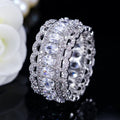 Luxury Wide Circle White Gold Plated  Rings Oval Cut Cubic Zirconia Round CZ Ring Engagement Wedding Jewelry for Women