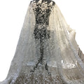 Ivory French White Embroidery Tulle Wedding Lace Fabric Fully Beaded Bridal Lace Fabric for Party Dress