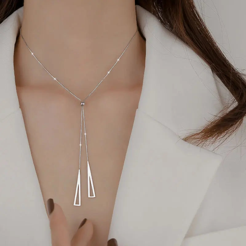Hainon 925 Geometric Niche Design Necklace Female Silver Clavicle Chain New Simple Temperament Wholesale