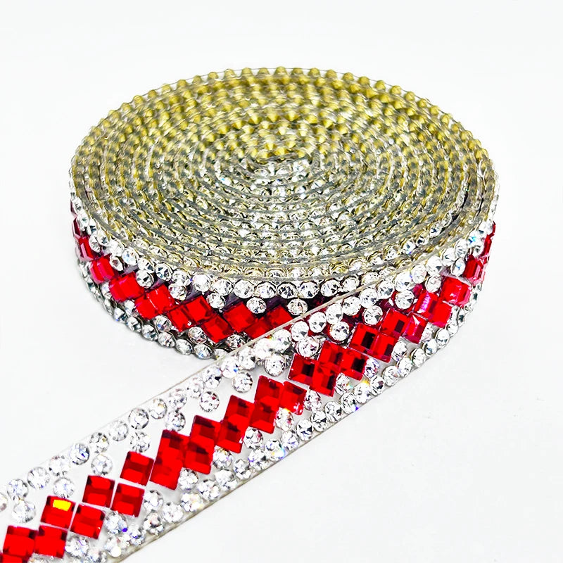 Tongshin Carnival Iron-On Rhinestone Trimming Gem Applique for Costumes and Clothing Jewelry