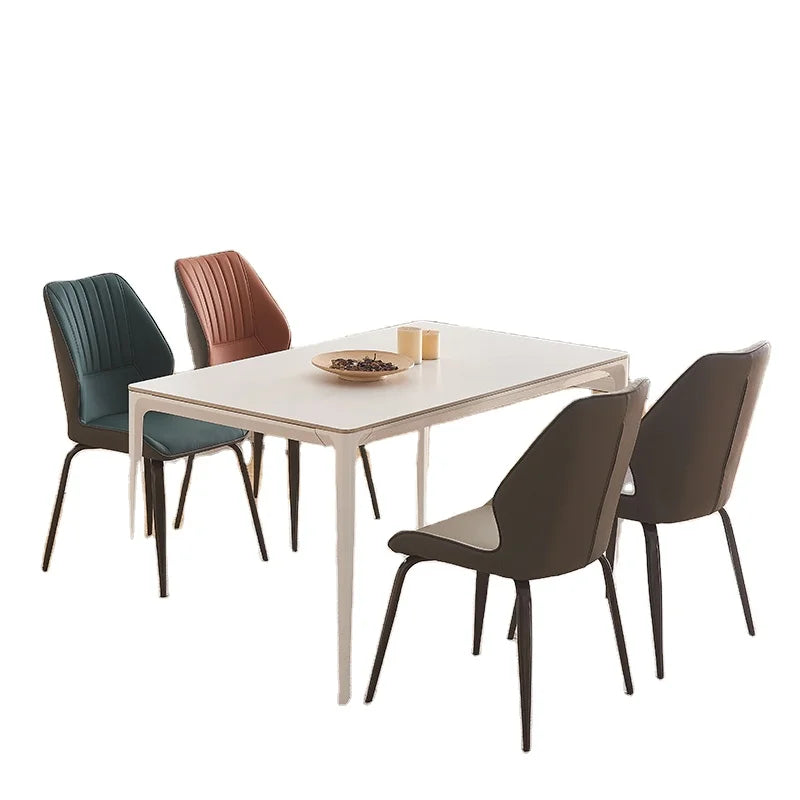Luxury European Modern PU Leather Dining Chair with Metal Tube Frame for Cafe Restaurant Home Bar & Apartment Use