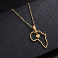 Personalized Custom Cross Heart Stainless Steel African Queen American 18K Gold Plated Africa Map Pendant Necklace  "