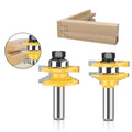 1/2 12mm Shank 2pcs Set Woodworking Milling Cutter Carpentry Tools Furniture Husi Cabinet Door Frame Miter Joint CNC Router Bits