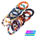 Wholesale Natural Crystal Healing Chip Bracelet Black Onyx Agate Men Gemstone Quartz Beads Floral Jewelry for Wedding Gifts