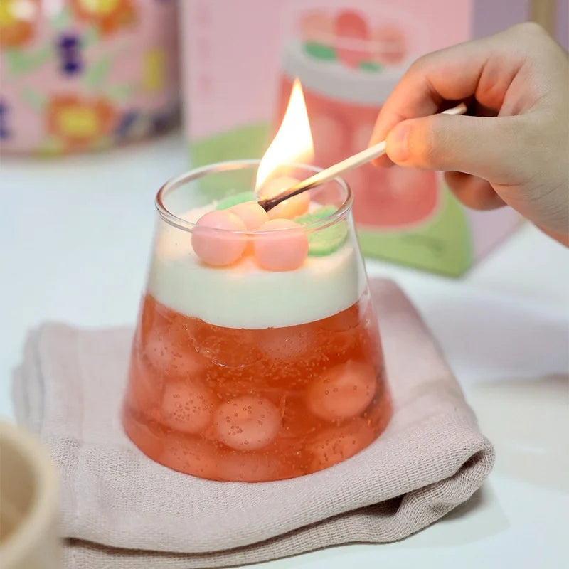 Peach Scent Desserts Cotton Eco Candle Wick Natural Soy Wax Ornaments Fragrance Aromatherapy Scented Candles Birthday Present