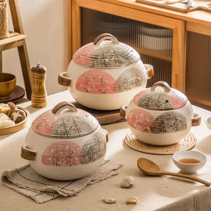 Factory Direct Antique Rustic Style Dinner Kitchen Banquet Party Heat-Resistant Oval Ceramic Casserole Dish With Lid Clay Pot