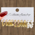 New Trend Gold Plated Geometric Pearl Crystal Hoop Earrings Set for Women Jewelry Gift Stud Drop Drop Earrings MegaBDM