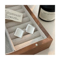 Geometric Luxury 925 Sterling Silver Double Layer Square Shape Stud Earrings for Girls Gifts Jewelry