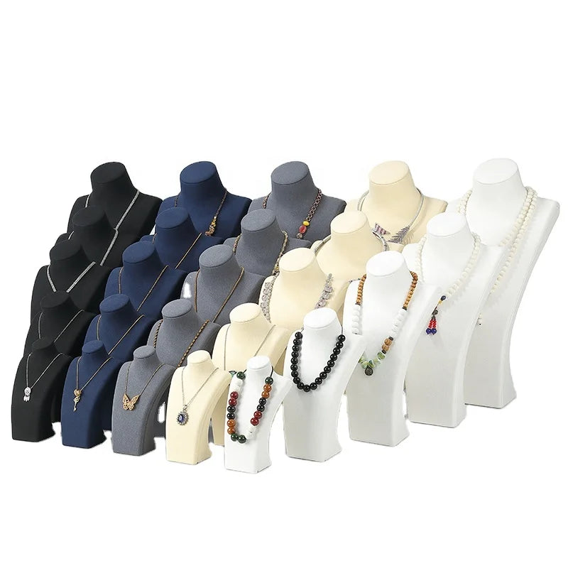 DIGU Handmade Necks Bust Jewelry Mannequin Necklace Display Stands Set Pendant Display for Luxury Jewellery Store Window