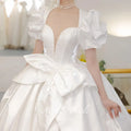 AL1146 2025 Robe De Marie Luxury Rustic Satin Wedding Dress for Brides New Court Style Puff Sleeves Princess Ruffles Crystal