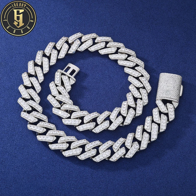 Hip Hop Jewelry Luxury Mens 20mm 18K Gold Plated Brass AAAAA Asscher Cut CZ Diamond Iced Out Choker Cuban Link Chain Necklace