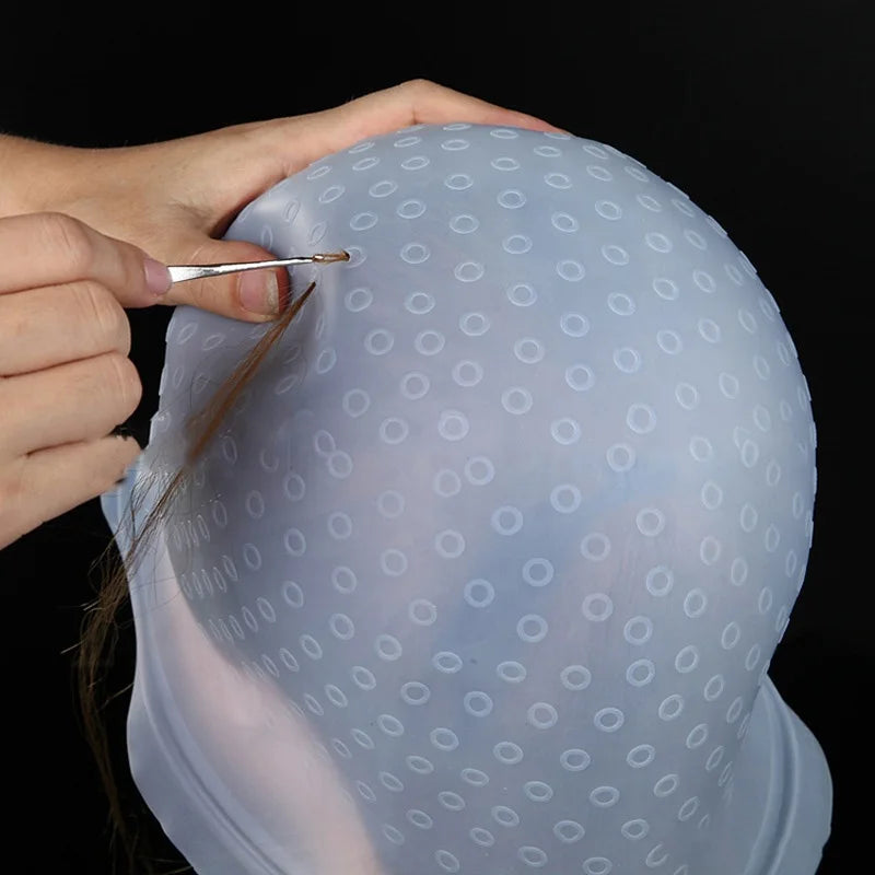 Wholesale Salon Reusable Hair Dye Silicon Cap Highlight Hat Hair Dye Tools With Hook