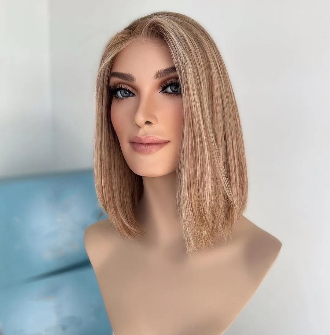 Unprocessed Raw Cuticle Aligned European Human Hair Straight Bob Wig Invisible Lace Front Wigs With Pre-plucked Hairline