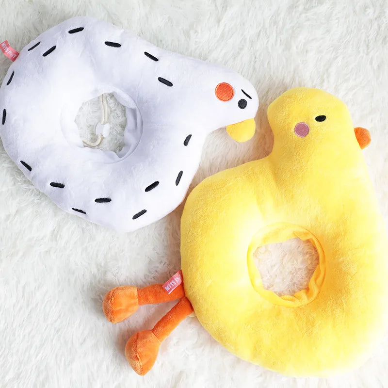 Cat Elizabeth Collar Cute Little Yellow Chick Goose Adjustable Anti-Lick Neck Cover Headset