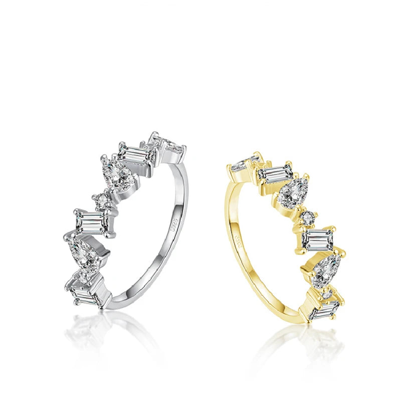 Daidan Anillo De Plata Esterlina Diamond Cluster Geometric Cz 925 Silver Rings for Women