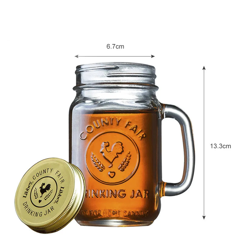 Best Selling 16oz Glass Mason Jar with Handle for Juice Drinking
