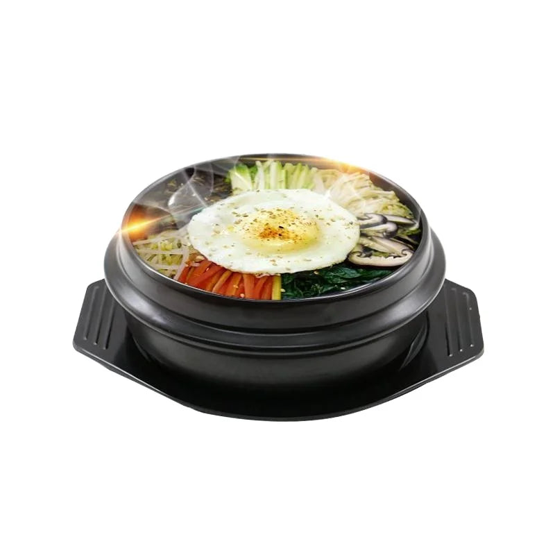 2026 Hot Selling Japandi Style Korean Bibimbap Bowl Natural Ceramic Casserole Pot for Restaurant Use