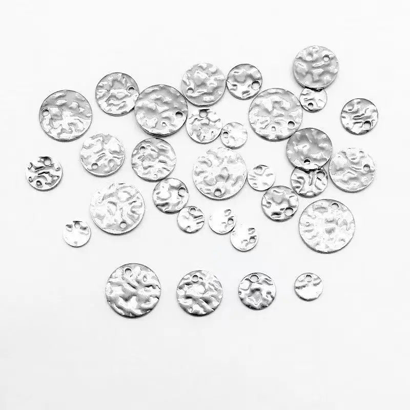 Silver Bulk Wholesale Stainless Steel Indentation Round End Brand Pattern Small Piece Necklace Bracelet Drop Diy Jewelry