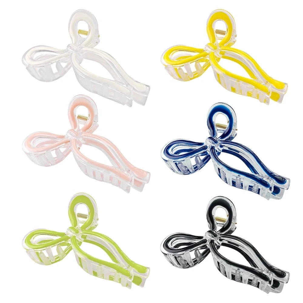 Wholesale 11cm Large Valentine Ribbon Shaped Ponytail Hair Jaw Clamp Neutral Chic Messy Buns Bow Claw Clip Hair Claws with Bow