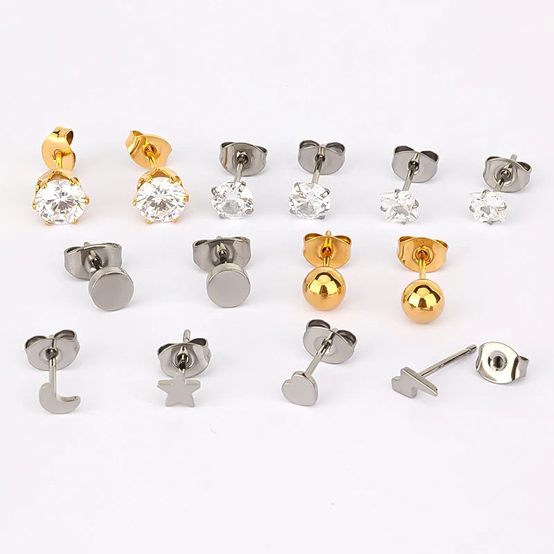 Factory Hot Sale Earring Studs Titanium Pair of Body Piercing Lobe Jewelry With Butterfly Clip Ear Ring Wholesale