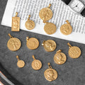Roman Coin Stamp 18k Gold Plated Pendant Vintage French Coin Pendant Charms for Necklace Bracelet Jewelry Making Supplies