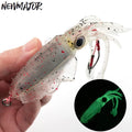 NEWMAJOR 60g 15cm Soft Squid Fishing Trolling Lure Luminous UV Squid Jig for Sea Fishing Boat Fishing Wobblers Bait