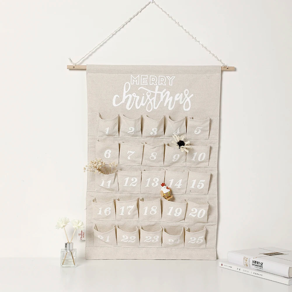Wholesale Custom Beauty Pattern Home Decor Canvas Kids Fabric Christmas Wooden Advent Calendar