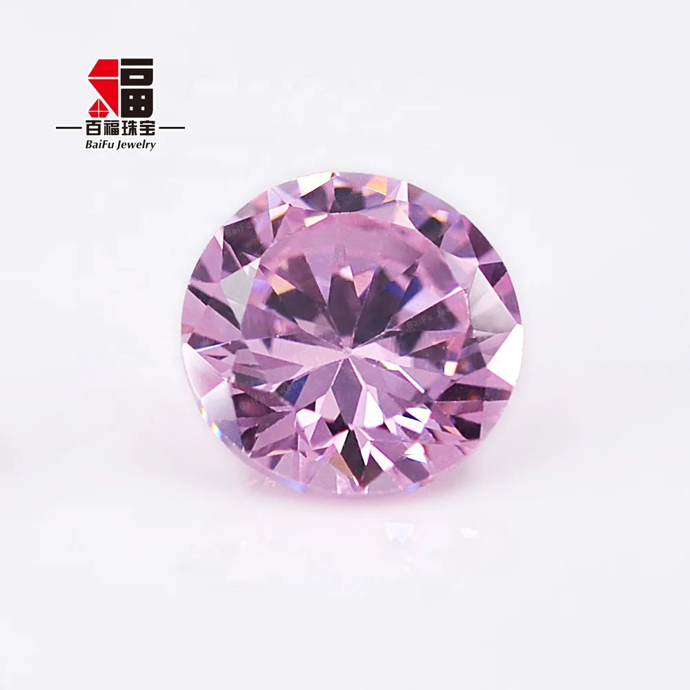 Baifu Pink Round Brilliant Cut Cubic Zirconia Loose Stones 5A Grade 1.0-3.0mm Wholesale
