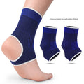 Blue Nylon Knitted Elastic Breathable Sweat Absorption Ankle Support Guard Sleeve for Sports Protection