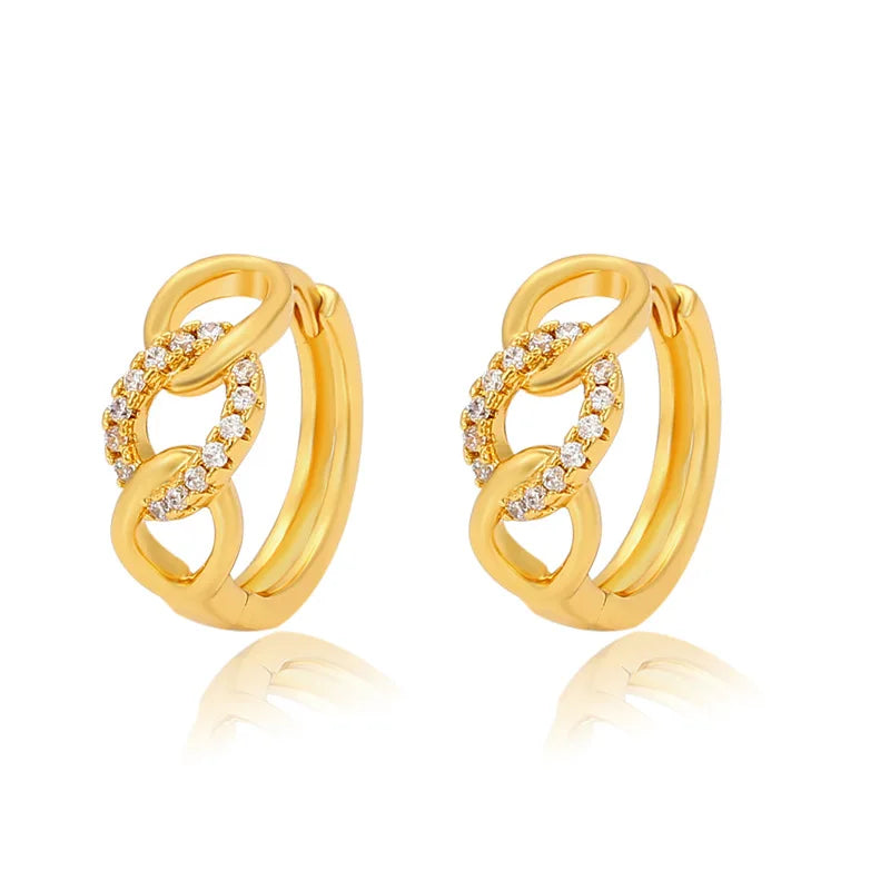 Unique Fashion Round Simple Luxury Stainless Steel 18k Gold Plated Womens Hoops Earrings Stud Hoops Piercing Jewelry for Women