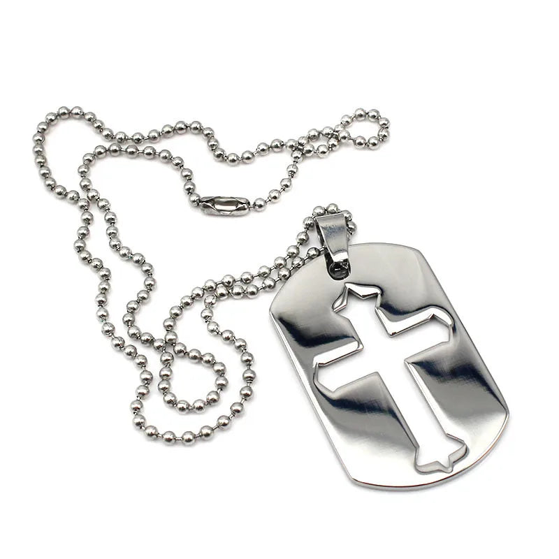 Winter Cross Necklace Pendant Stainless Steel Link Chain Necklace Statement Christian Jewelry Christmas Gifts for Women Men