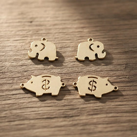 GP US 14k Gold Filled Animal Elephant Pig Charms Pendant Permanent Jewelry Chains Bracelets Making Connectors Wholesale