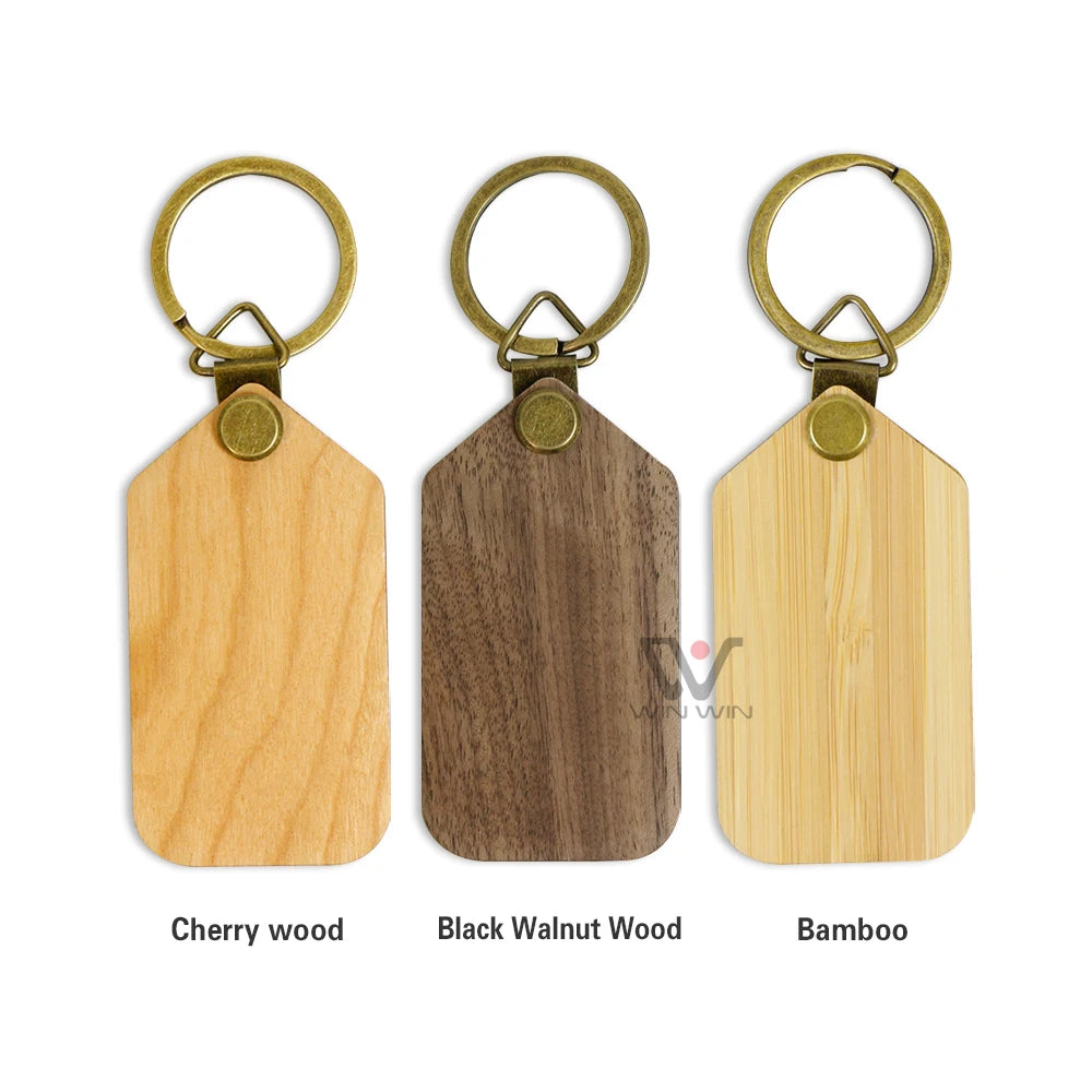 Double Pieces Bamboo Keychain Custom Photo Special Key Holder