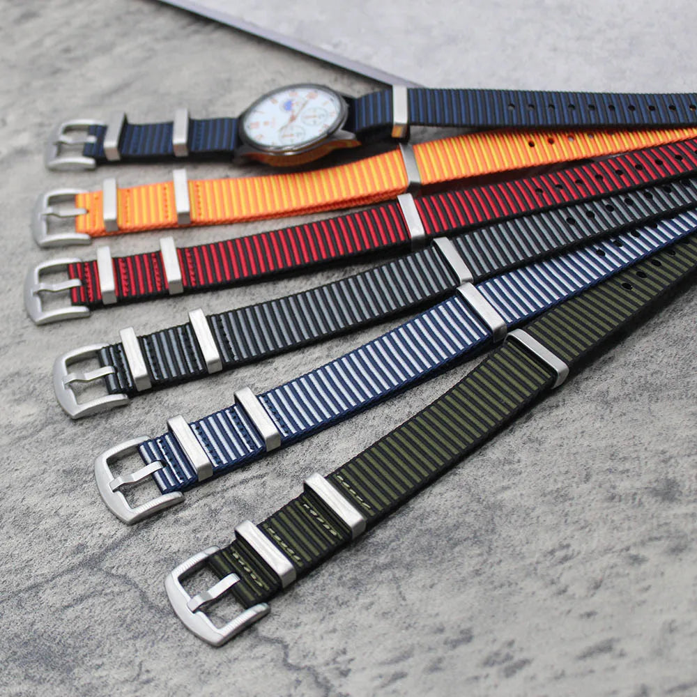New Jacquard Weave Fabric Bracelet Band Double Pass Nylon Watch Straps 18mm 20mm 22mm Heavy Duty Cross Nylon Wrist Strap