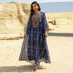 Dubia Abaya Dress 2025 V-Neck Loose Sleeves Three Colors Raise the Waistline Slim Abaya Dress Women Abaya