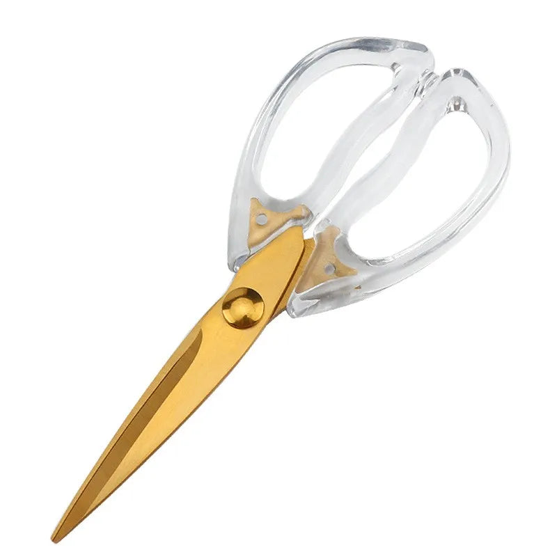 Transparent Handle Industrial Stainless Steel Multi-Function Scissors Shears for Student Home Office Use-Paper Cuttings Thread