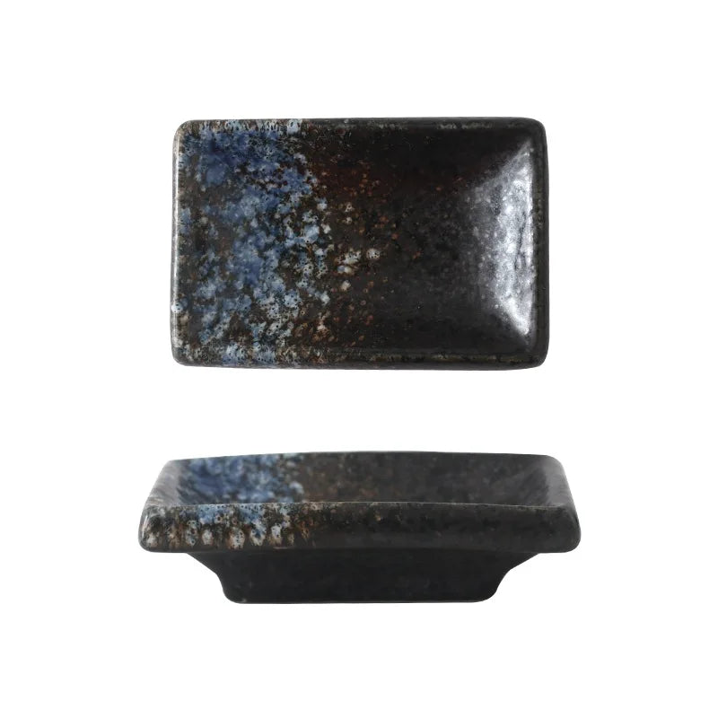 Wholesale Japanese Ceramic Rectangle Soy Sauce Dish Eco-Friendly Color Enamel Technique for Hotels and Restaurants
