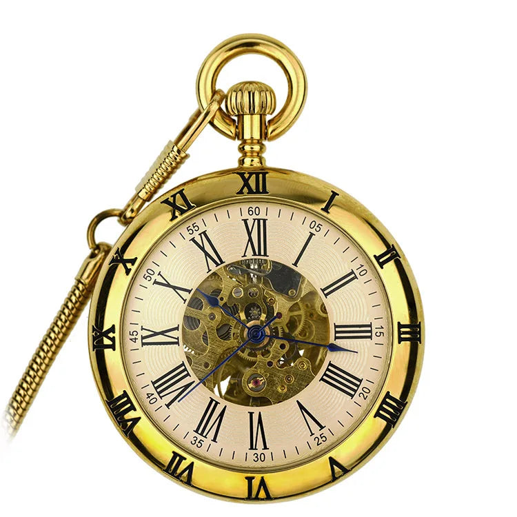 Skeleton Mechanical Movement Snake Chain Automatic Mechanical Brass Pocket Watches