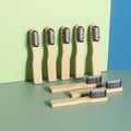 Biodegradable Short Handle Multirole Cleaning Eco Friendly Bamboo Toothbrush with Charcoal Soft Bristles for Travel & Hotel Use