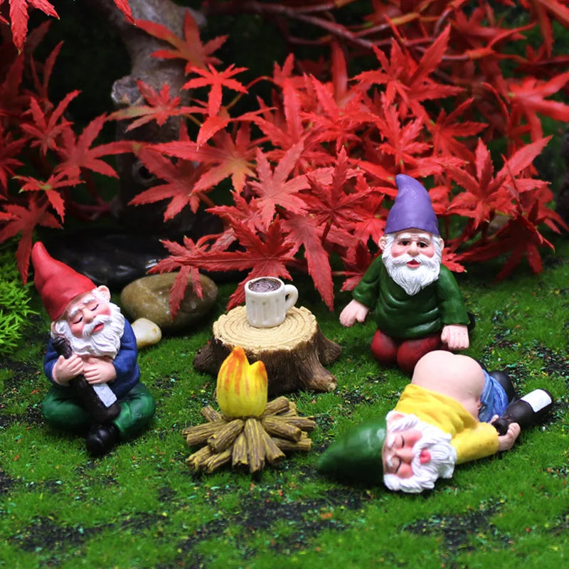 Funny Gnomes Fairy Garden Gnomes My Little Friend Drunk Gnome Dwarfs Statue Gifts Decor