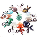 Natural Gemstone Love Crystal Heart 25MM Stone Pendant Keychain Healing Crystal Gemstone Beads Valentine's Day Jewelry