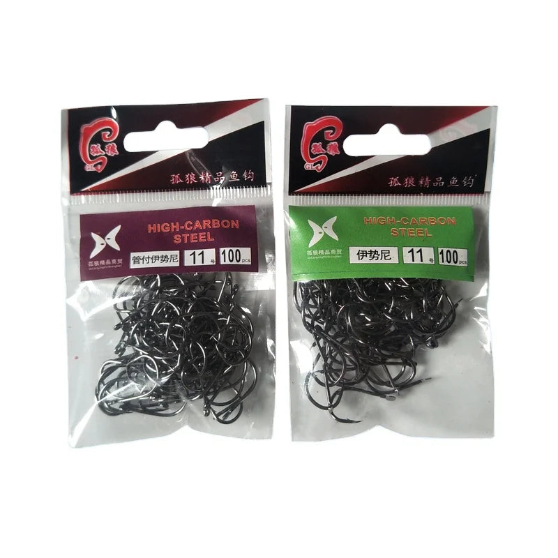 Wholesale New Fishing Hook High Carbon Steel Hook 100pcs /bag 3-15# Black Hooks for Sea Fishing