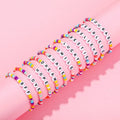 Wholesale Bohemian  Acrylic Letter Beads Stretch Bracelets Bff Initial Glass Seed Bead Children Bracelet