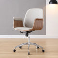 2025 Contemporary Swivel Bentwood Office Dining Chair Low Back Fixed Armrest Headrest Synthetic Leather Aluminum Frame