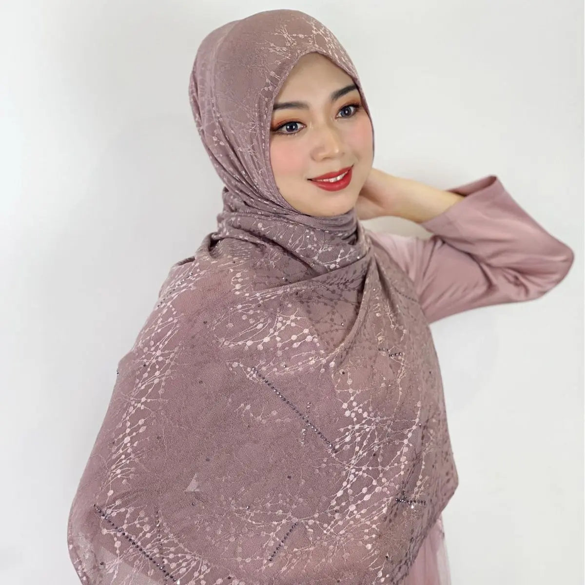 Malaysian Instant Rhinestone Medina Silk Modal Crepe Chiffon Hijab Bonnet Scarf En Mousseline De Soie Turqu