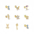 Dainty 3A Zircon Titanium Stud Earrings Hypoallergenic Flat Back Lightweight Fashion Statement Piercing Jewelry
