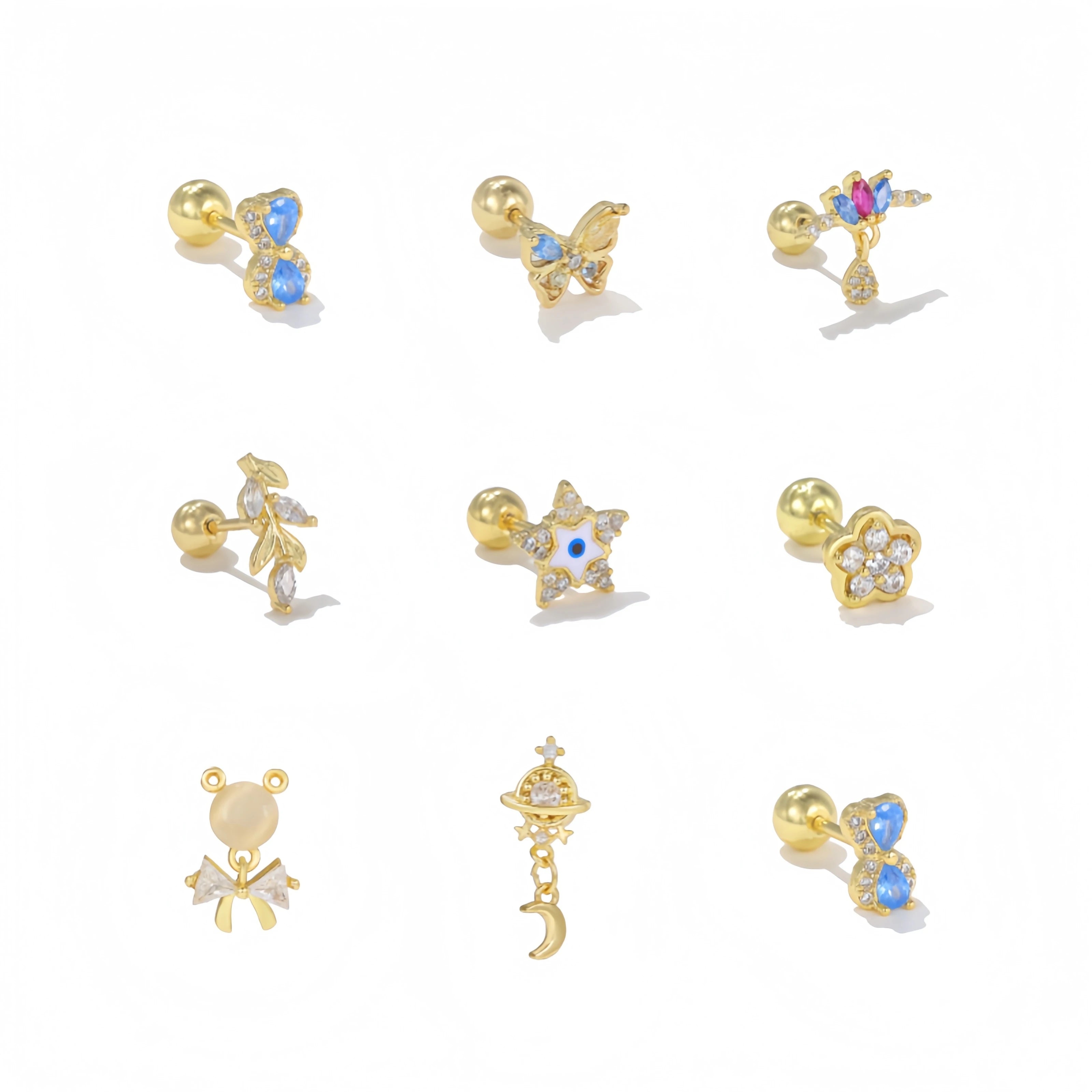 Dainty 3A Zircon Titanium Stud Earrings Hypoallergenic Flat Back Lightweight Fashion Statement Piercing Jewelry