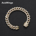 BB034 12mm Brass Setting Zircon Bracelet Hip Hop Iced Out Zircon Cuban Chain Bracelet Men's Jewelry