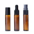 Free Sample Perfume Essential Oil Roll on Bottle 10ml 1/3oz Steel Roller Medicinal Dark Brown Amber Glass Cosmetic Packaging